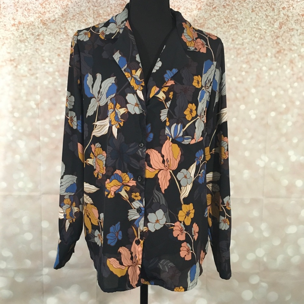 Who What Wear Floral Button Down Blouse